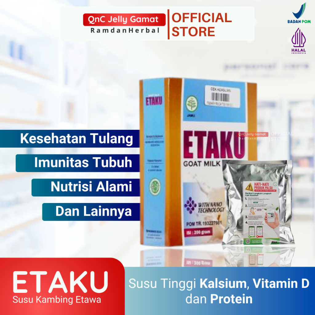 

Susu Bubuk Anak Tinggi Kalsium Vitamin D Protein Pertumbuhan Anak Etaku Goat Milk 200gr BPOM & HALAL