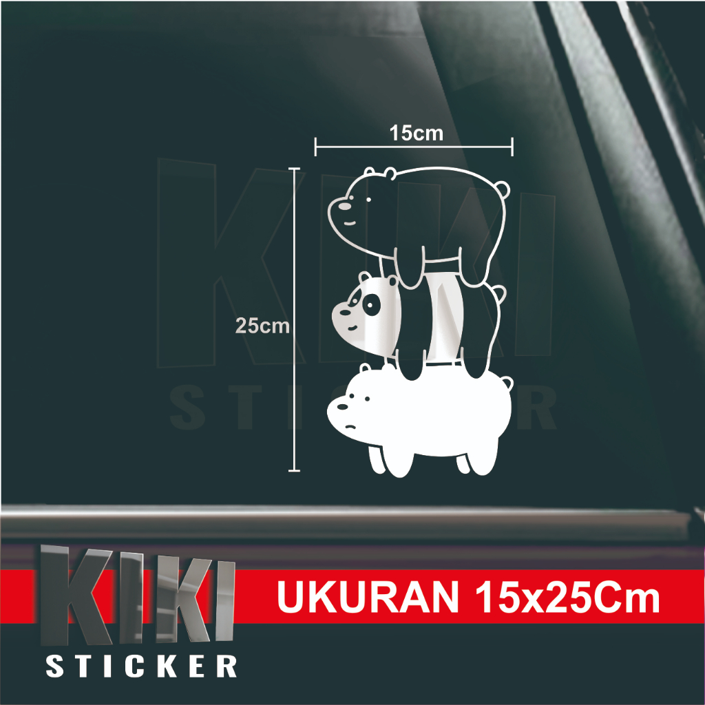 CUTTING STICKER - STICKER KACA MOBIL MOTOR PINTU BODY - WE BARE BEARS GENDONG