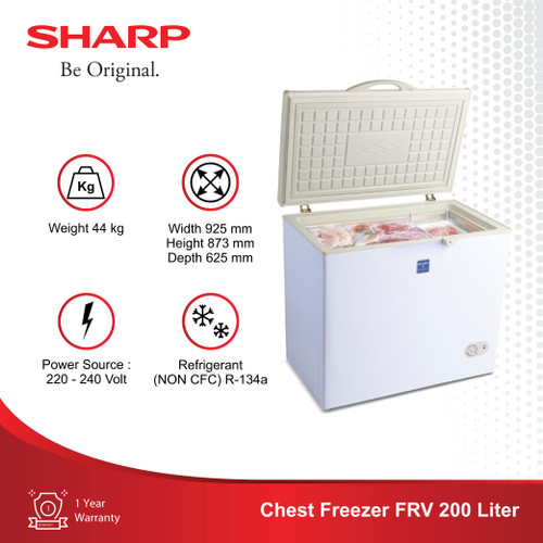 Freezer Sharp FRV 200 Kapasitas 195 Liter, 205L/195L, 100W, 44kg