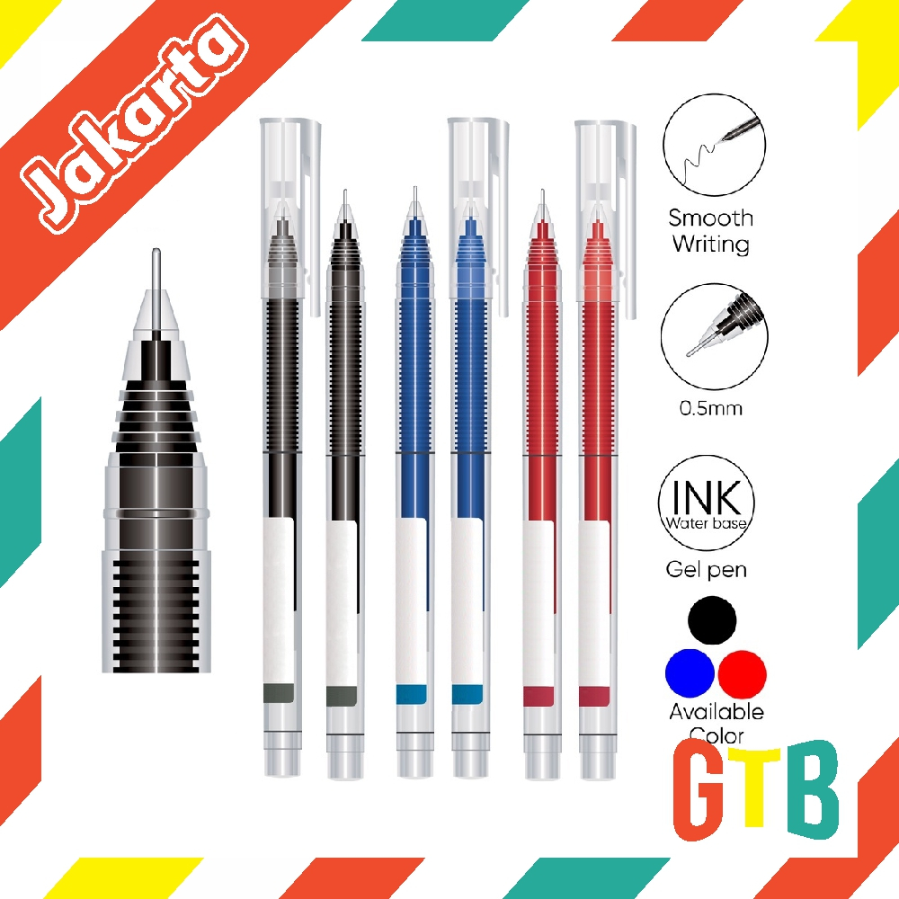 

❤️GTB❤️ Roller Pen Gel 0.5mm Penca Cair Cepat Kering Biru Hitam Merah S083