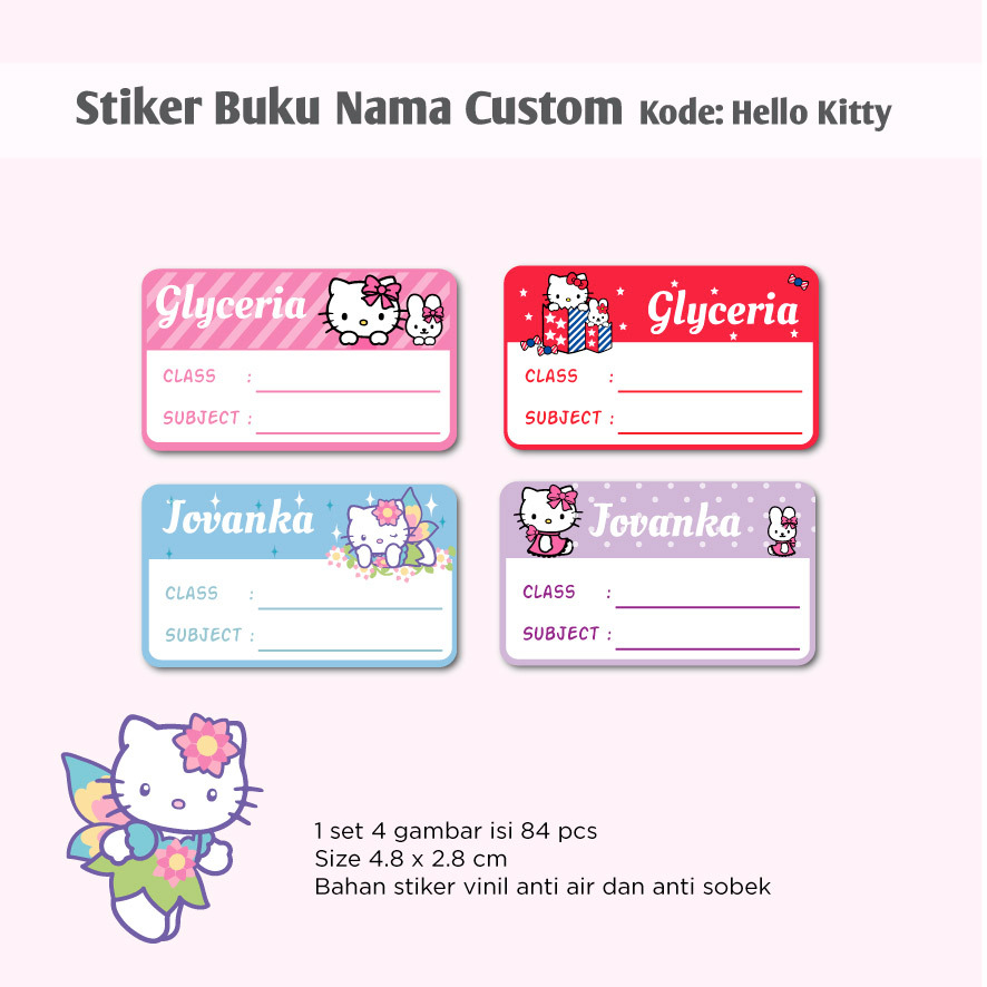 

Label stiker nama untuk buku anak custom dan karakter lucu