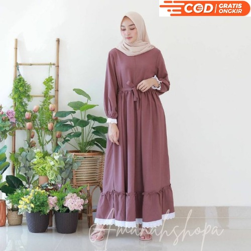 Baju Dress Gamis Putih Wanita Muslim Kekinian Terbaru / Abaya Warna Putih TurkI Turkey Modern Mewah 