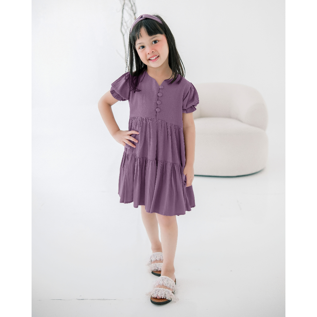 TRISEYA CRINKLE DRESS | Dress Anak Perempuan | Dress Crinkle | Dress Lengan Pendek | Dress Pastel An