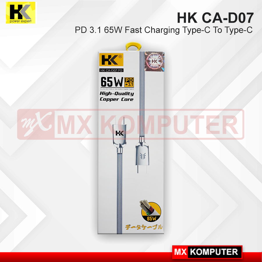 Kabel Data HK CA-D07 PD 3.1 65W Fast Charging Type-C To Type-C