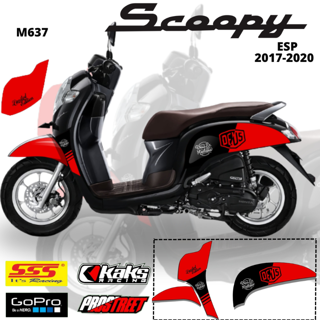 Lis Stiker Striping Honda Scoopy ESP M637 Tahun 2017 2018 2019 2020 Pelindung Body List Sticker Akse
