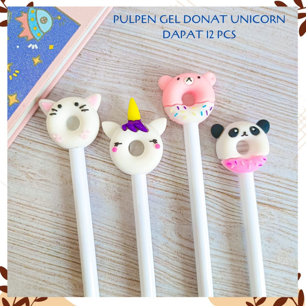 

SELUSIN PULPEN DONAT UNICORN PENA GEL PEN KARAKTER ALAT TULIS KANTOR LUCU STATIONERY KADO UNIK WARNA