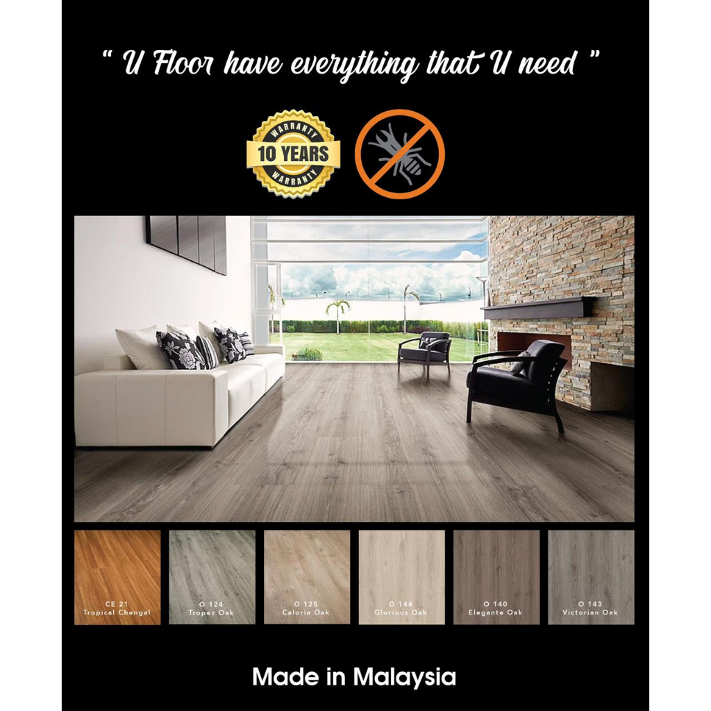 Parket Laminate merk U Floor tebal 8mm - Sistem Klik