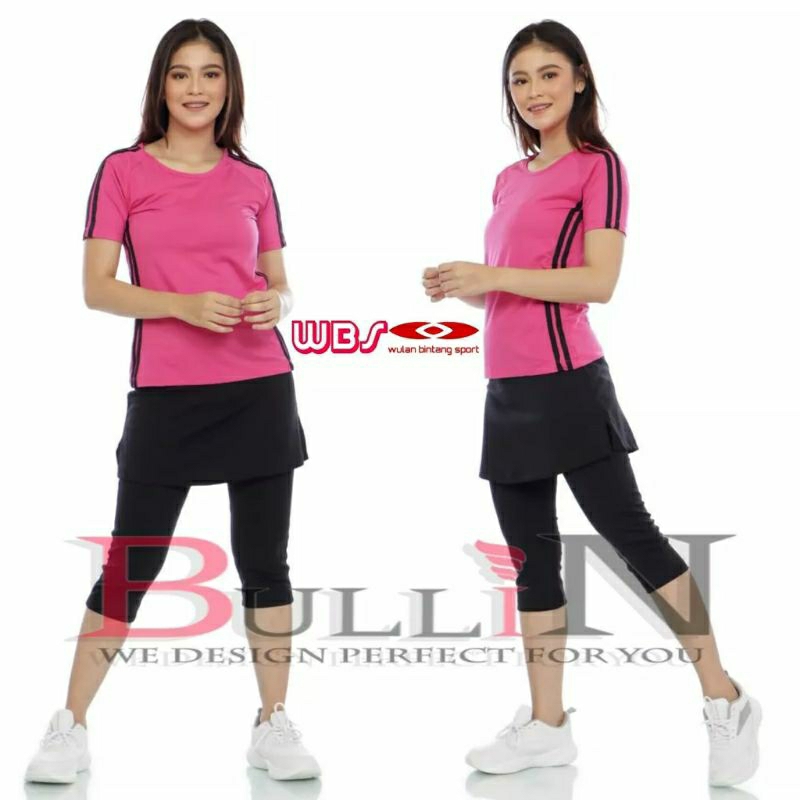 setelan senam  rok pendek dan baju pendek stelan rok senam aerobik