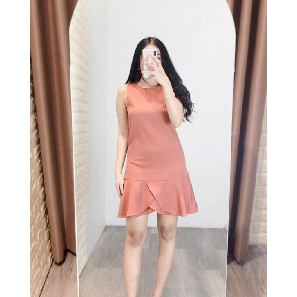 DRESS MINI PEACH SIMPLE DAN ELEGAN
