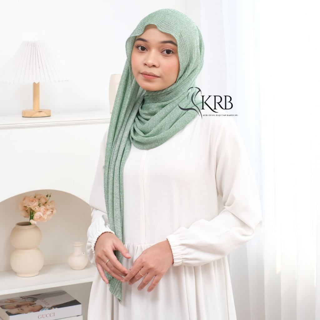KRB | Pashmina Gliter Rajut HIJAU - HIJAU BOTOL - HIJAU ARMY - HIJAU TUA - Kerudung Nikahan Wanita M