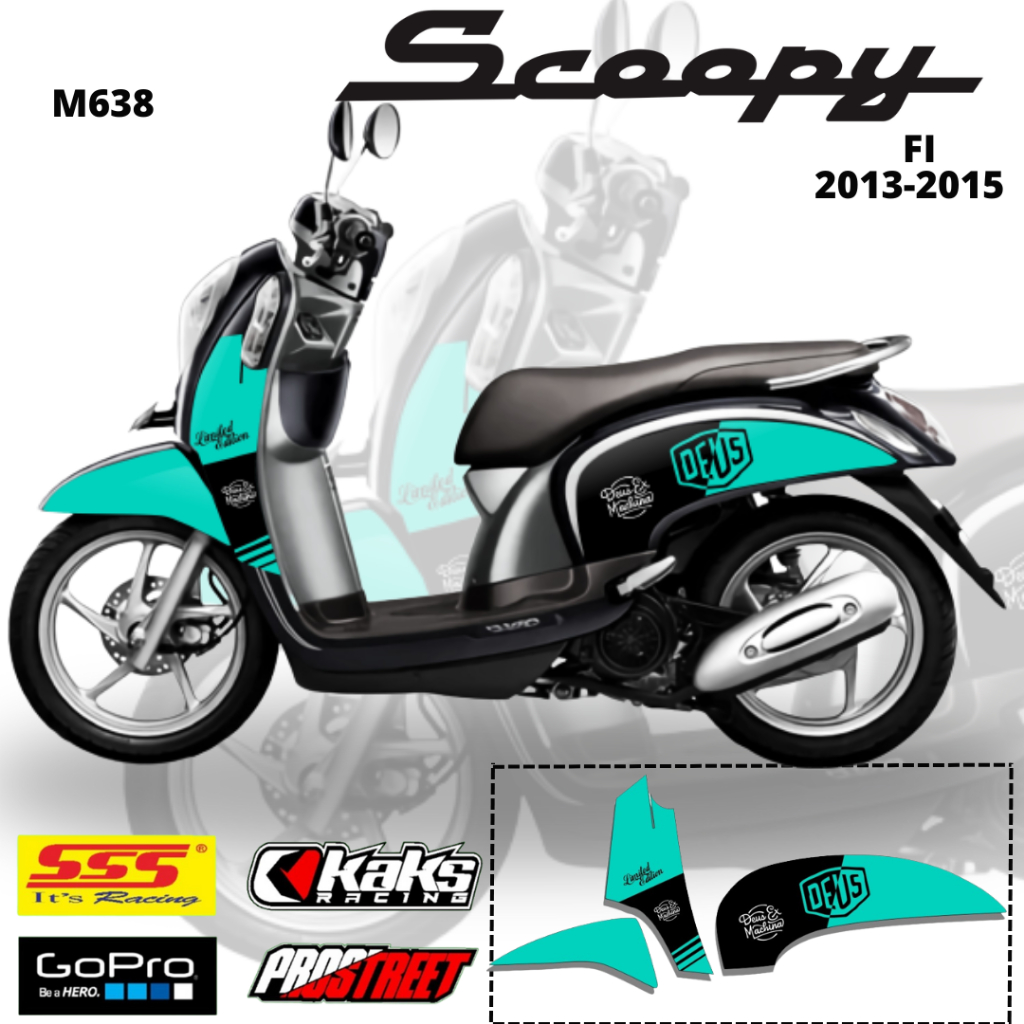 Lis Stiker Striping Honda Scoopy FI M638 Tahun 2013 2014 2015 2016 Pelindung List Sticker Aksesoris 