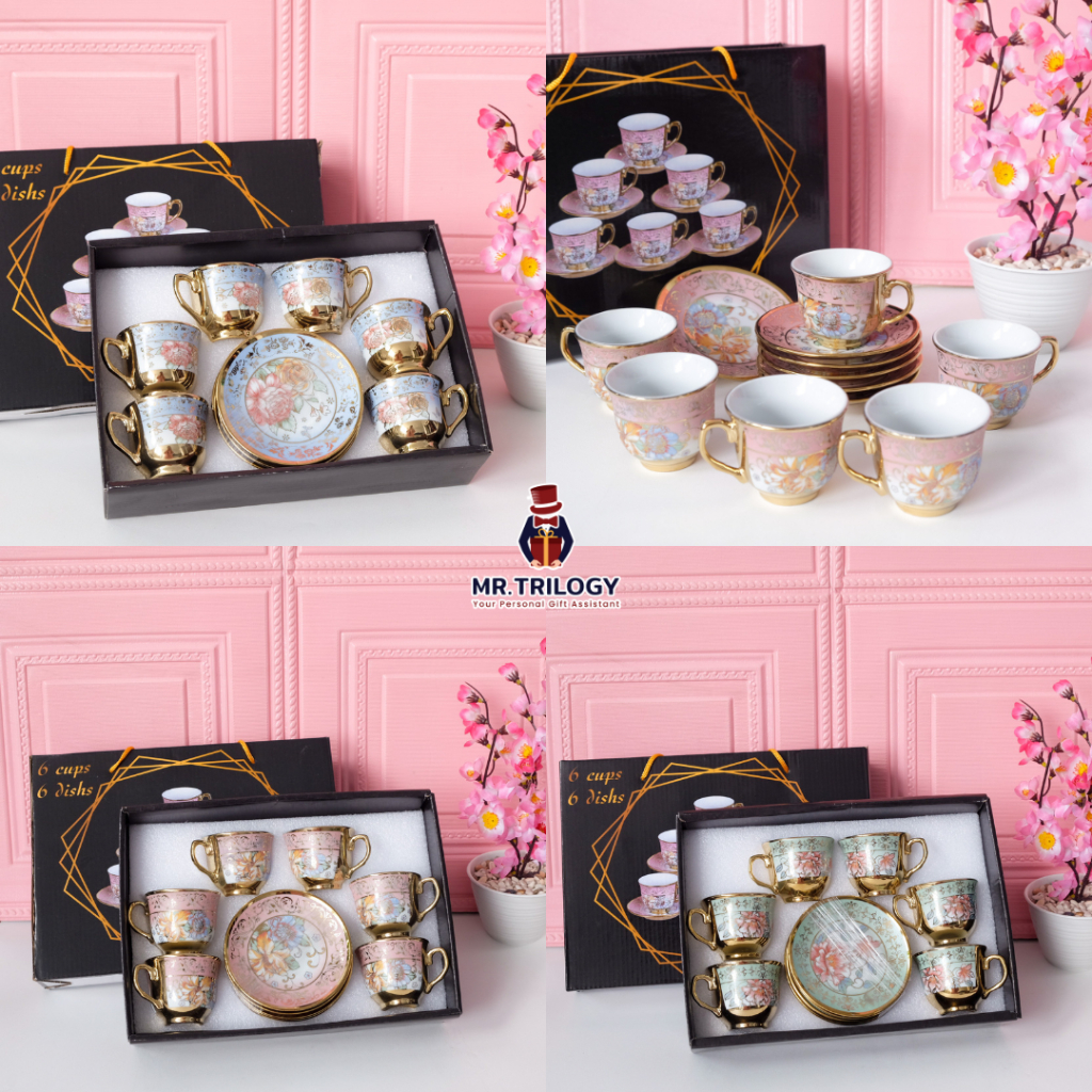 Cangkir Teh Set Keramik Piring Tatakan Kecil Gelas Kopi Gaya Eropa