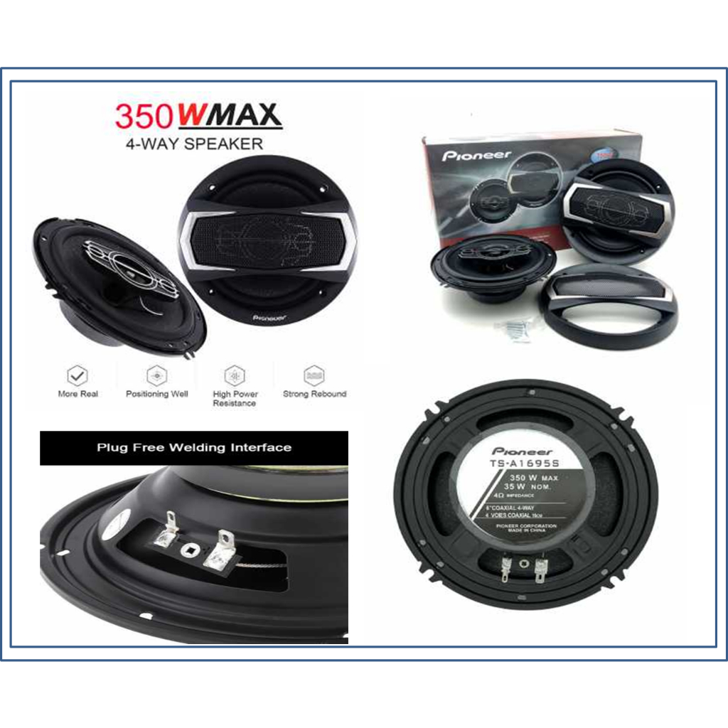 Speaker Coaxial Pioneer 4-Way Speaker Coaxial Mobil 6 Inch 350 W 2 Pcs TS-A1696S Mobil Universal
