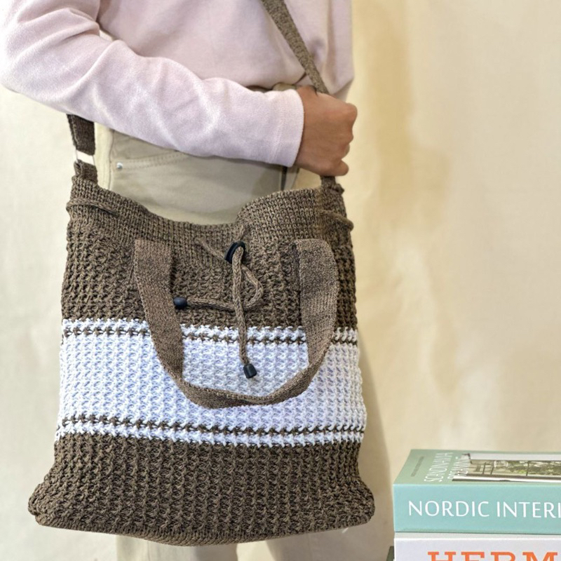 TOTEBAG RAJUT TAS SELEMPANG TAS JINJING WANITA TOTEBAG RESLETING TAS TALI SAMPINGSERUT