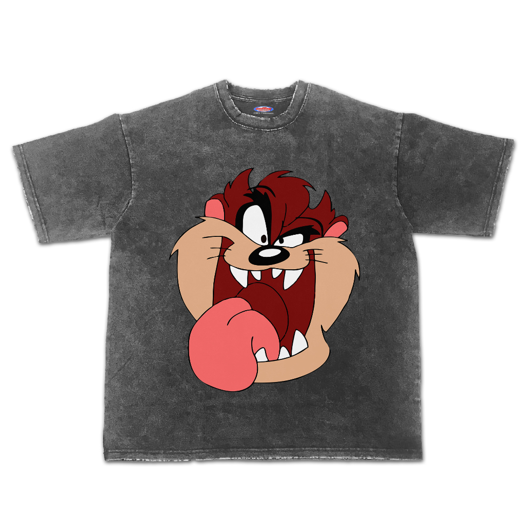 Kaos Kartun Tazmania Oversize Stone Wash