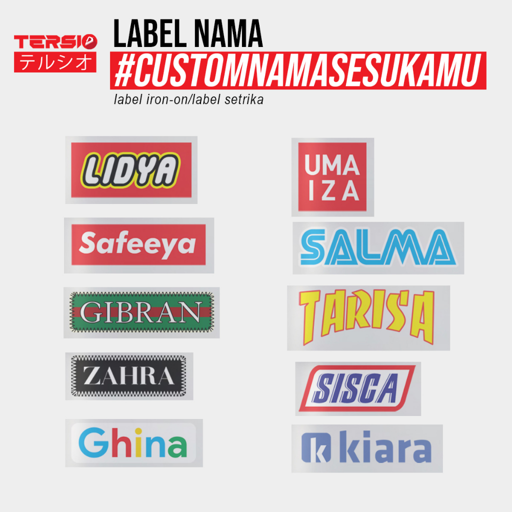 

LABEL NAMA SETRIKA/LABEL BAJU/SABLON SETRIKA