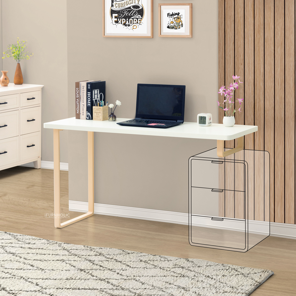 IFURNHOLIC Morgan Smart Table 140 | Meja Kerja Belajar Kayu Minimalis