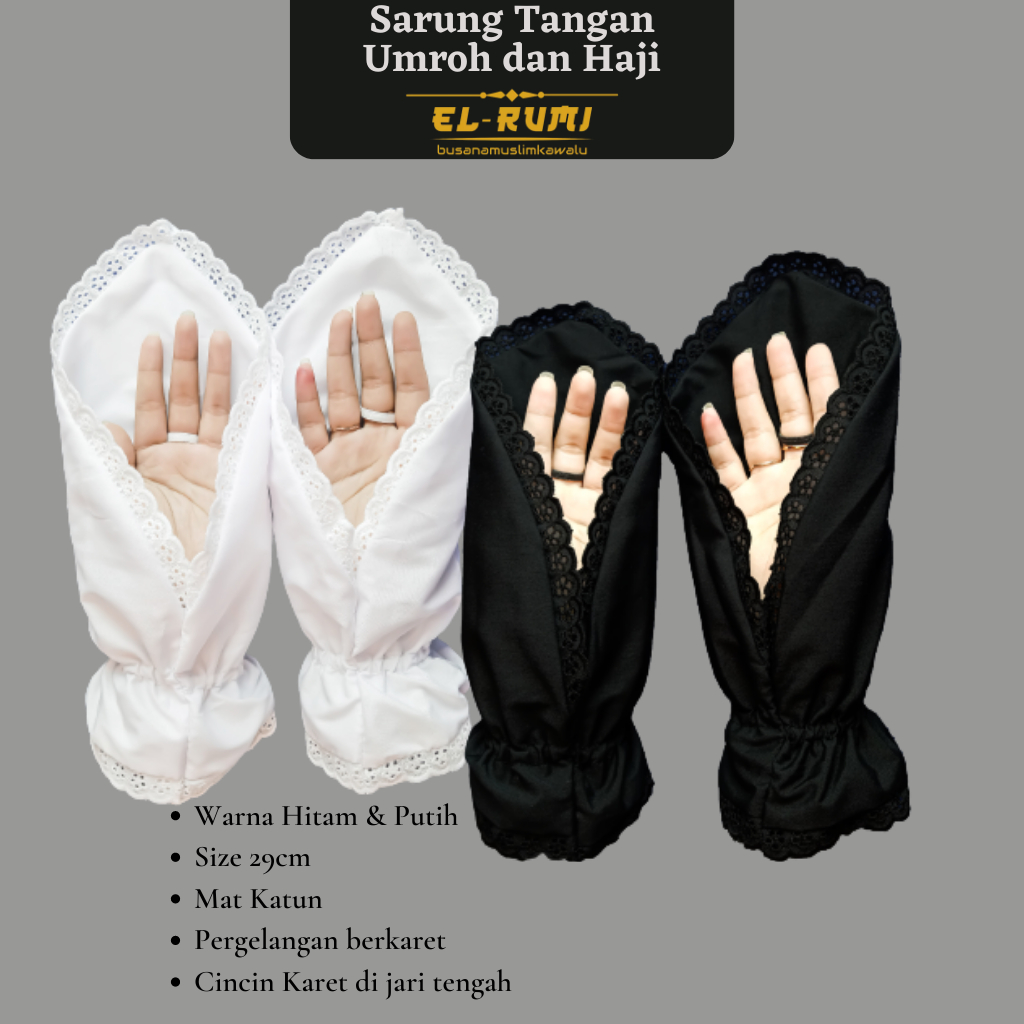 ELRUMI TASIK - Sarung tangan Umroh Haji bahan Katun Premium Perlengkapan Umroh Wanita