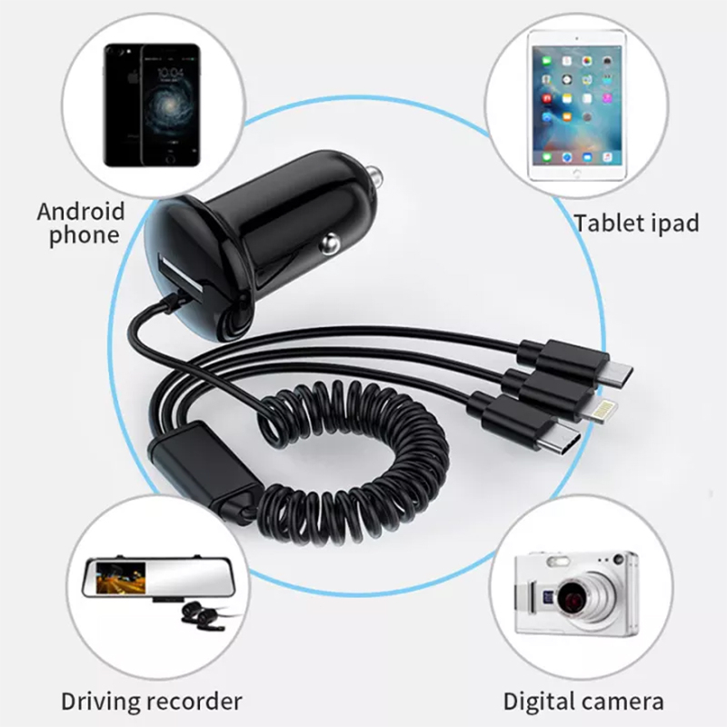 【Flash Sale】Car Charger Colokan Mobil 1 in 3 dengan pemantik rokok multifungsi kabel 3.1a pengisi da
