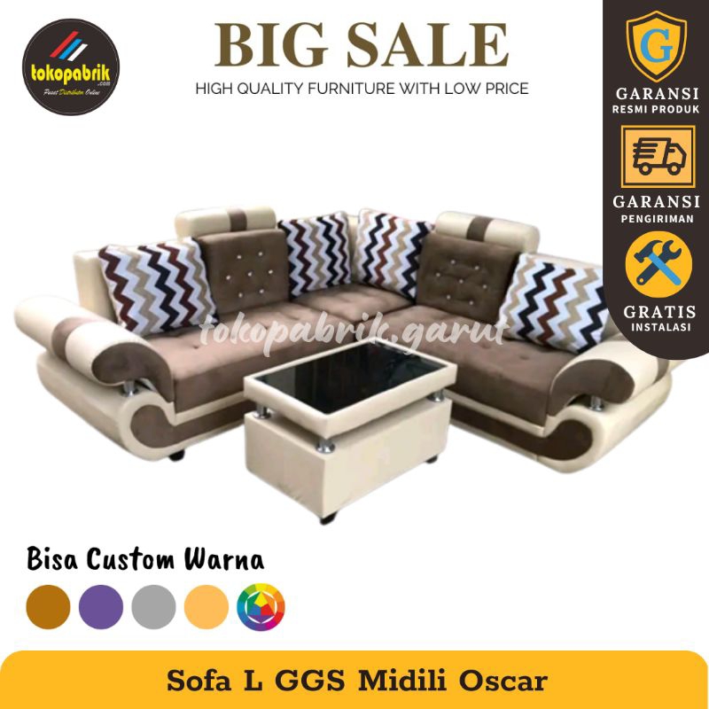 Sofa L Minimalis - Sofa Tamu Sudut Midili Oscar - Sofa Murah Garut Tasikmalaya