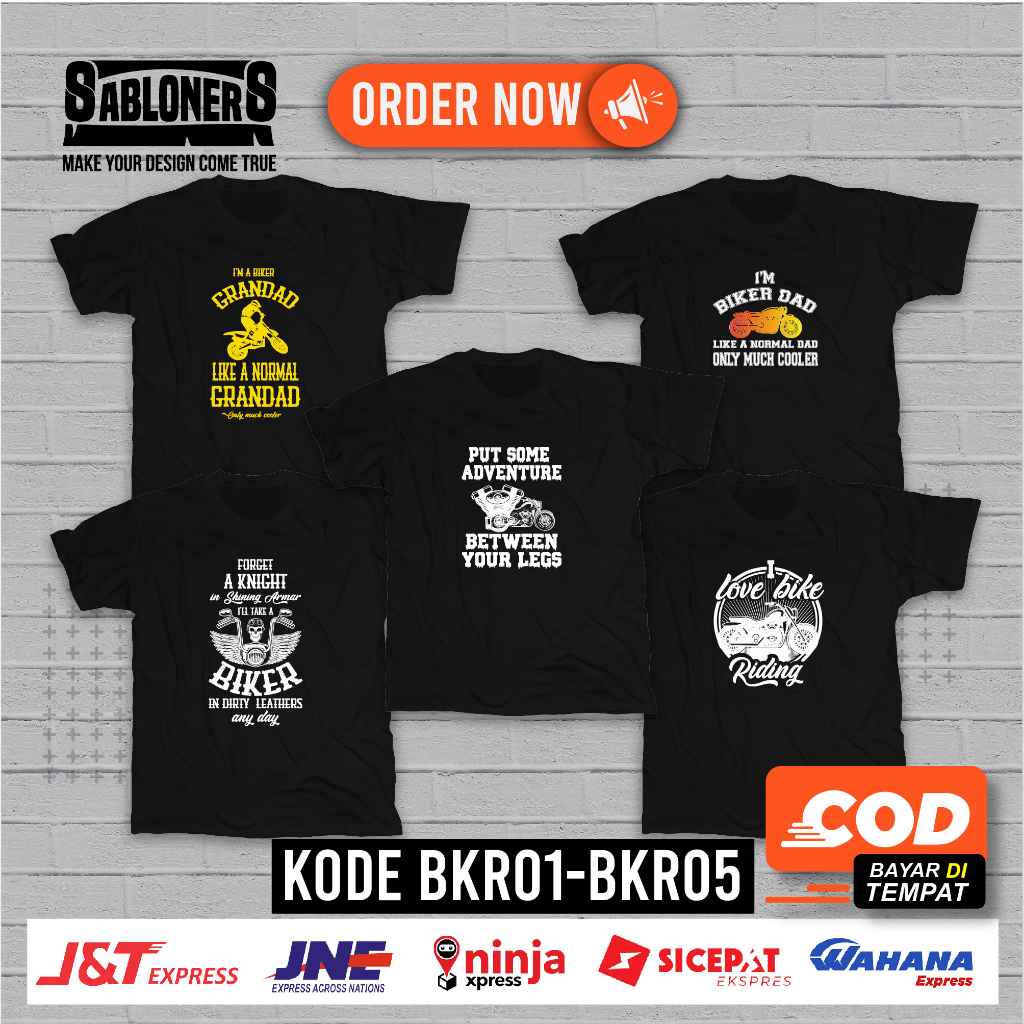 BKR01 - BKR05 Kaos Motor | Kaos Touring | Kaos Tema Bikers | Kaos Keren Cotton Combed 30s