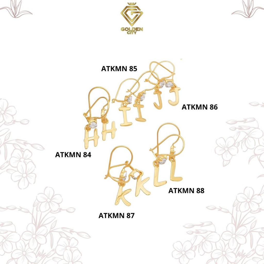 Anting wanita emas asli kadar 300(6k) kadar 375(8k) anting wanita huruf model terbaru