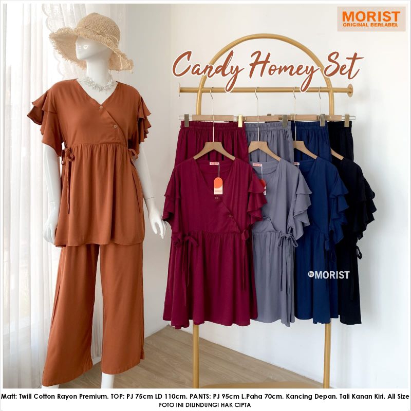 (BISA COD) Candy Set Premium Setelan Wanita Polos Busui Friendly Setelan Allsize Fit to Jumbo Setela