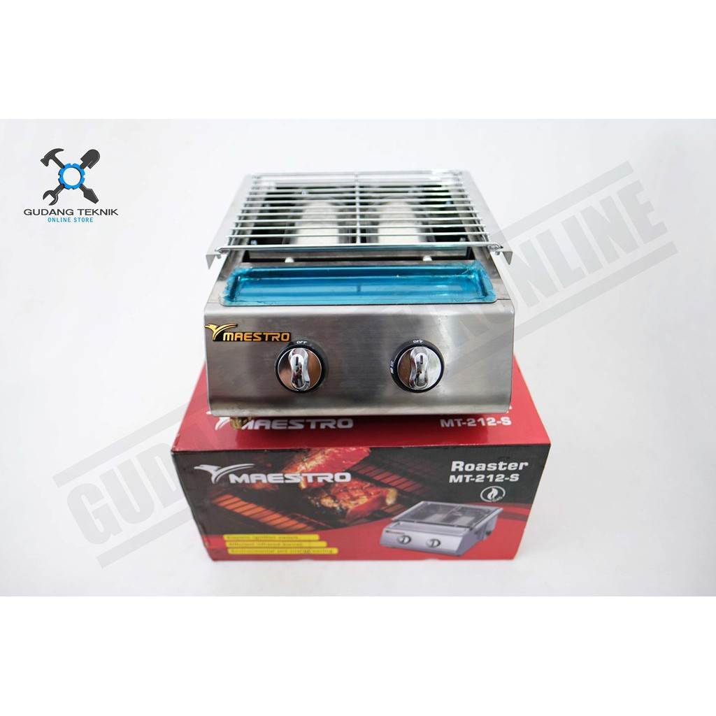 Kompor Panggang Sosis 2 Tungku Stainless Steel MT212S MAESTRO / Roaster Pemanggang Stainless Kompor 