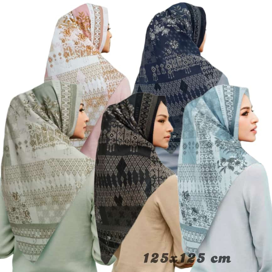 DISKON  SYAR'I HIJAB SEGI EMPAT MOTIF BATIK JILBAB VOAL PREMIUM KERUDUNG PERSEGI UKURAN JUMBO