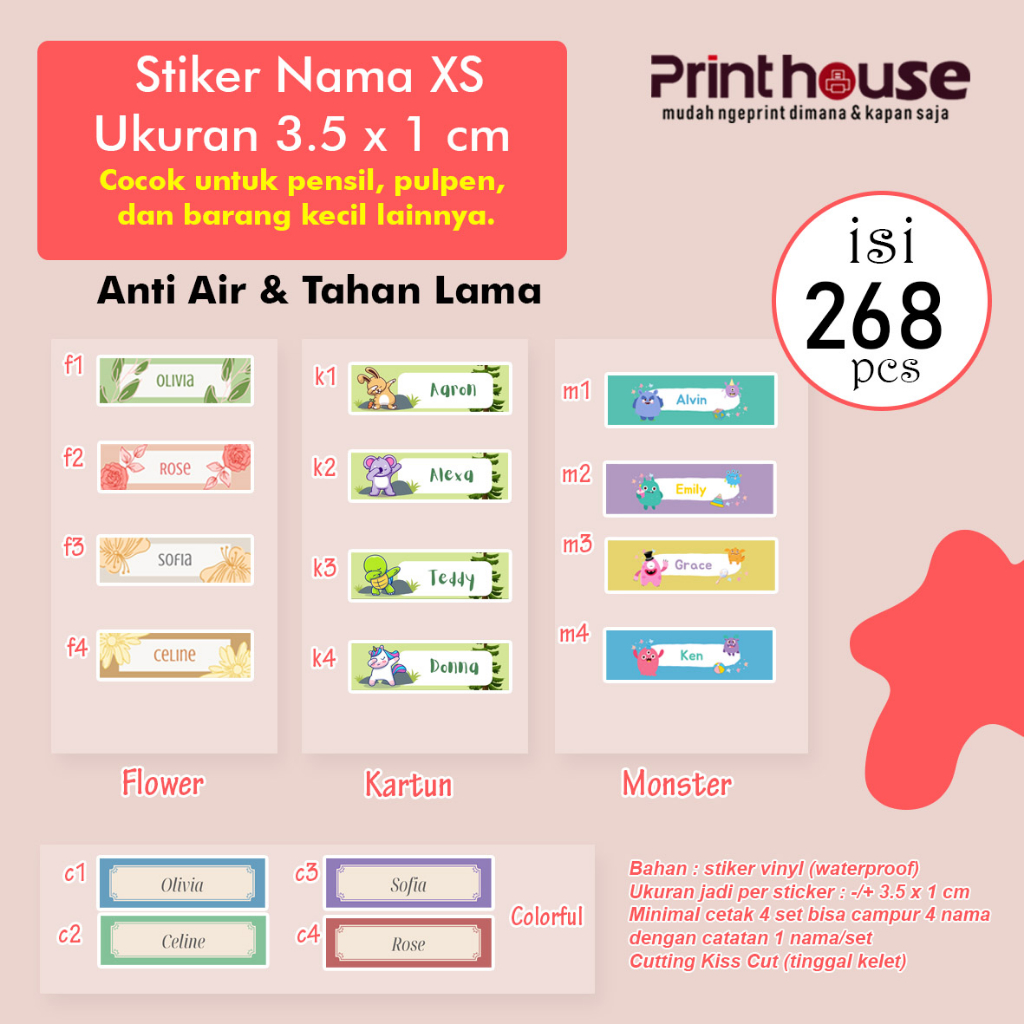 

Stiker Nama XS