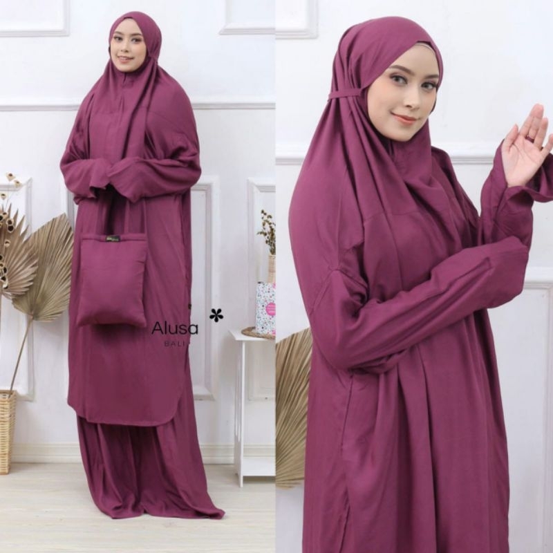 Mukena Dewasa Berlengan model Tunik Bahan Rayon Premium Adem Jumbo Sholat Umroh