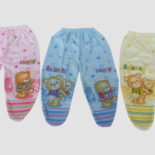 3 Pcs Celana Panjang Bayi Model Tutup Newborn Kain Katun Pakaian Bawahan