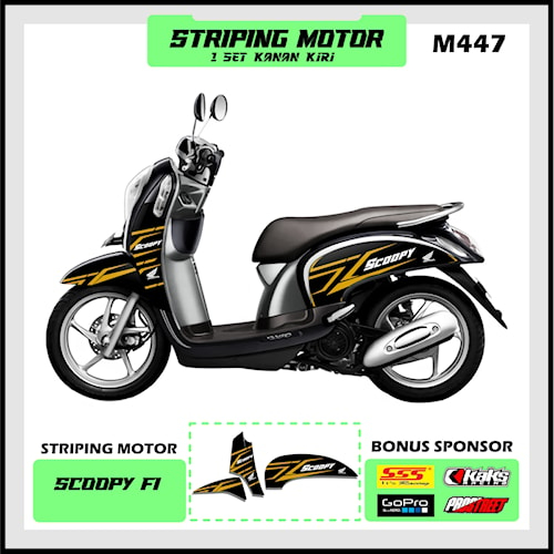 Sticker Stiker Striping Honda Scoopy Fi 2013 2014 2015 kode M447 Setiker Setriping List Variasi Akse