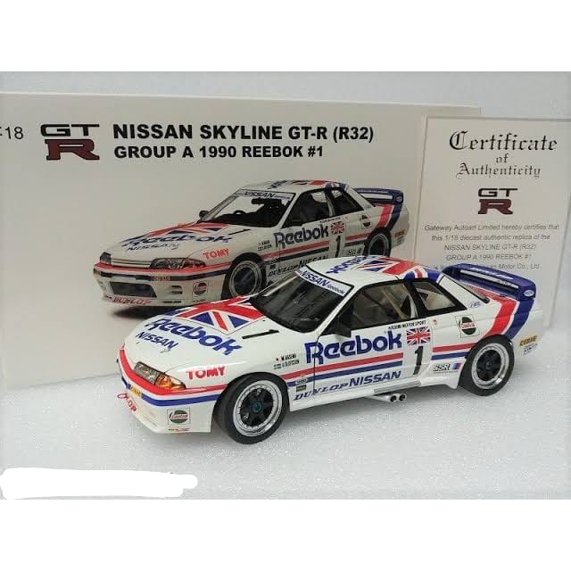 Diecast Autoart 1:18 Skyline GTR R32 Reebok Sertifikat Miniatur Mobil