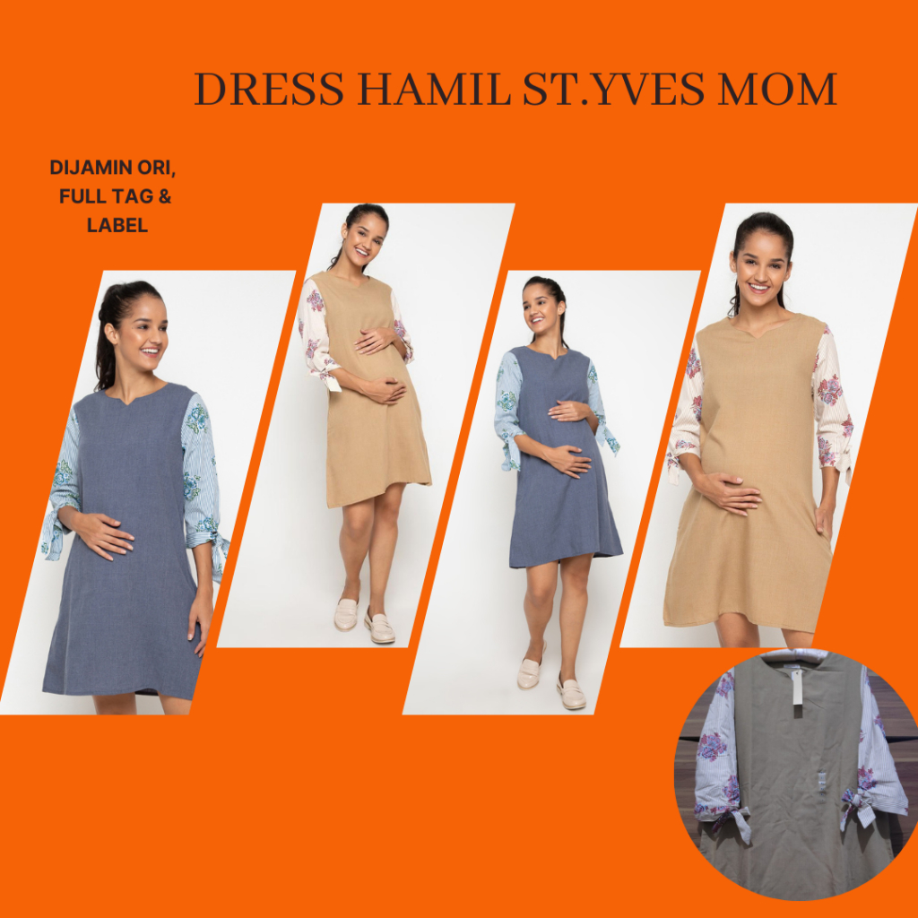 Dress Hamil Lengan 7 Per 8 Dari St.Yvess Mom/Dress Kerja Hamil/Dress Hamil Kerja/Baju Hamil Kerja/Ba