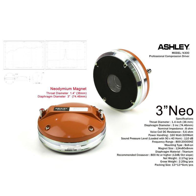 Tweeter Ashley N 300 Original Driver Neodymium ASHLEY N300 3 inch