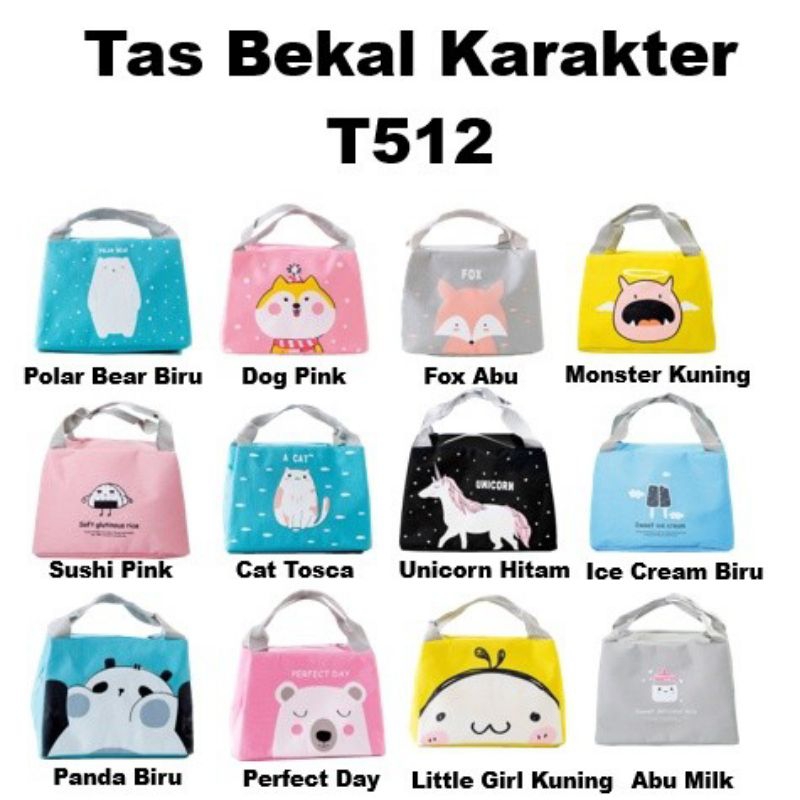 Tas Bekal Karakter / Lunch Bag / Tempat Bekal / Perlengkapan Bekal Anak Sekolah