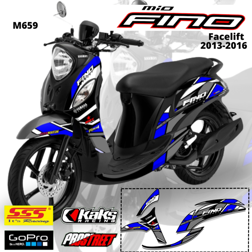 Lis Stiker Striping Yamaha Mio Fino M659 Tahun 2013 2014 2015 2016 Pelindung List Sticker Aksesoris 