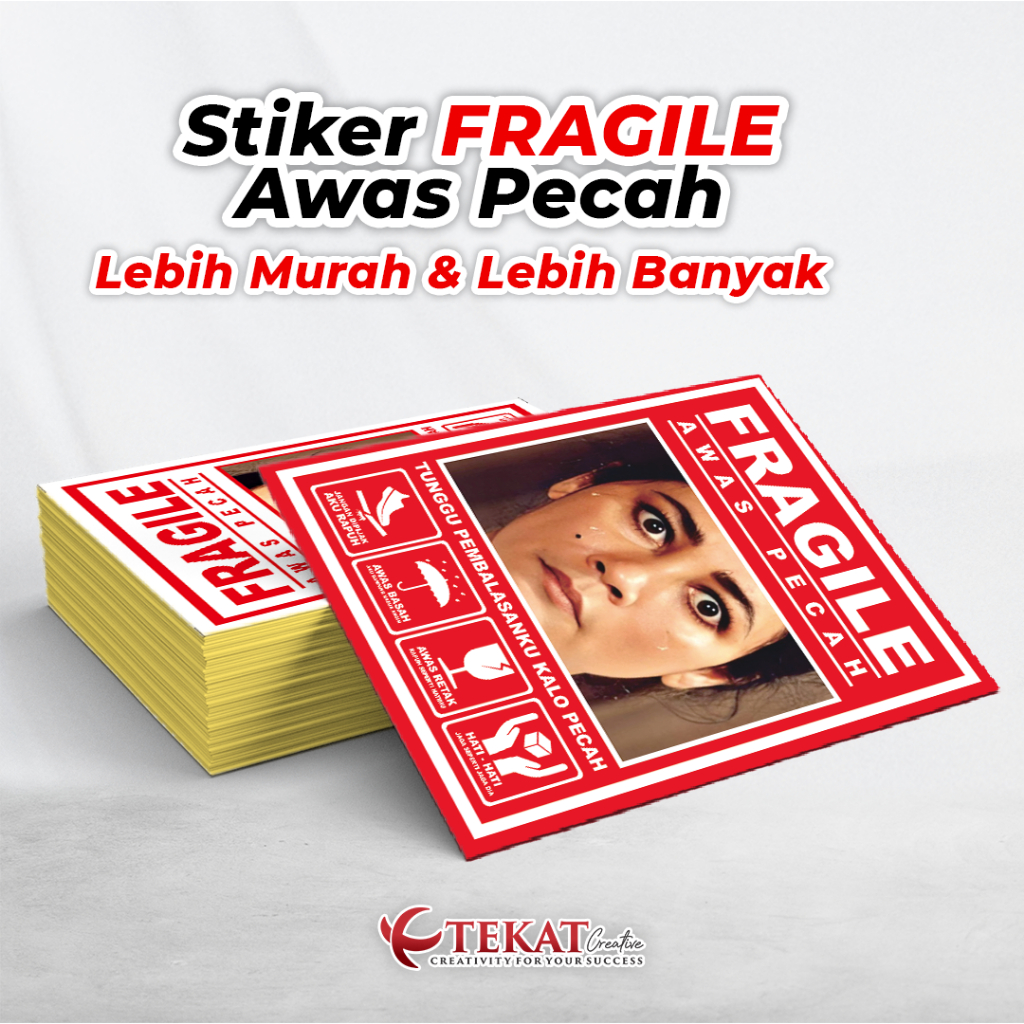 

() - 100 Pcs - Setiker Awas Pecah - 17.5cm x 15 cm