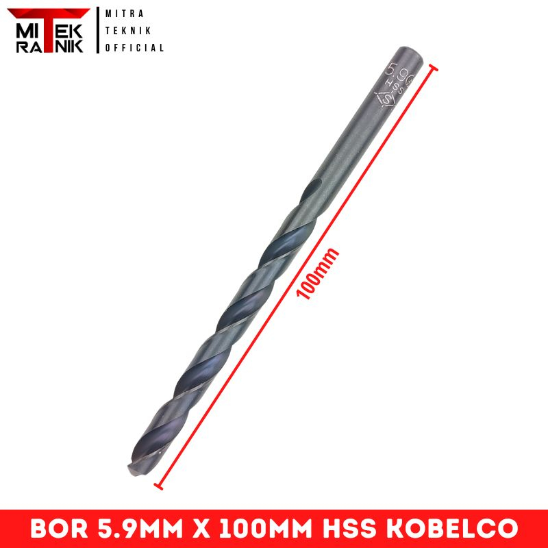 Mata Bor 5.9mm Panjang 100mm Bor Besi HSS Twist Drill Kobelco