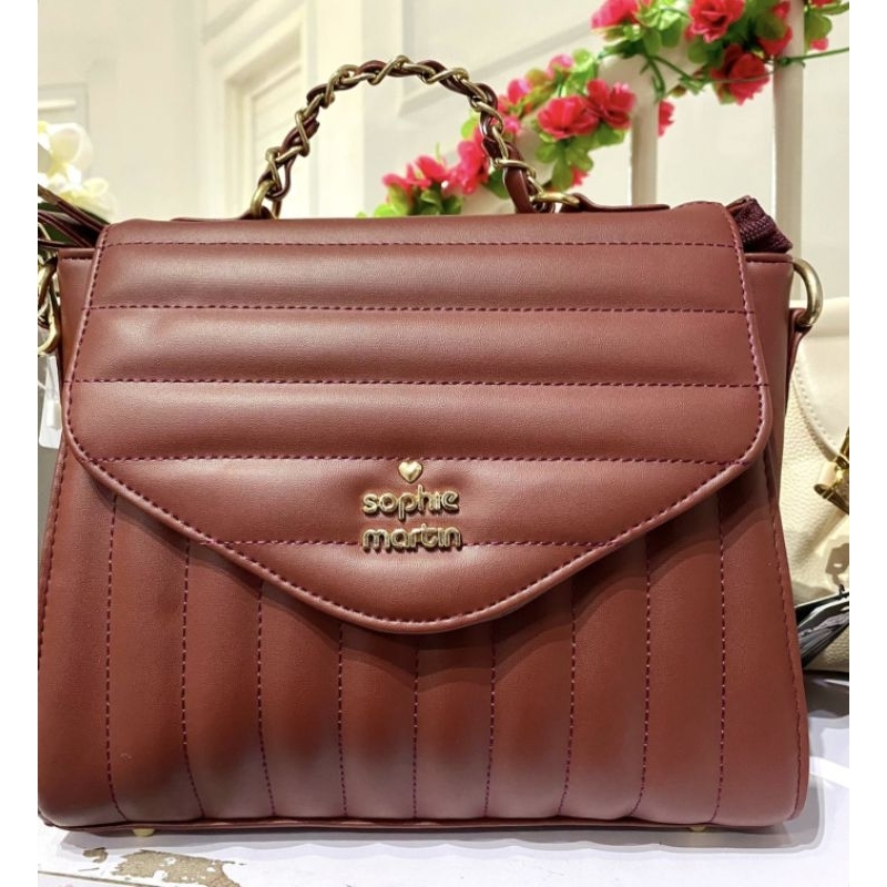 Promo Tas Selempang Wanita Vallie Bowler Marron Sophie Martin Ori