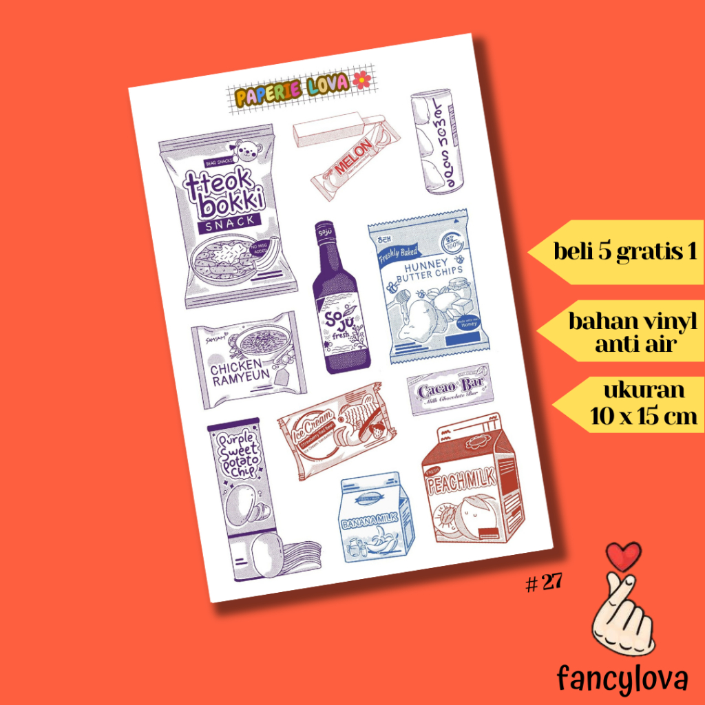 

Stiker Aesthetic Anti Air Vinyl Tumblr Jurnal Scrapbook Sticker Kawaii HP Laptop Korea Snack Sticker Pack #27