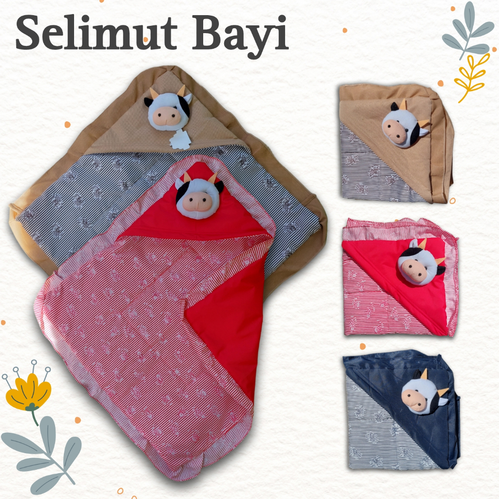 Selimut Bayi Karakter Topi Boneka Sapi