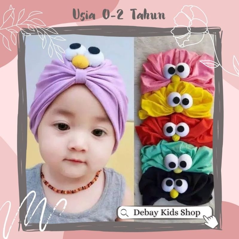 Turban Anak Bayi Perempuan Elmo Mata 0 6 Bulan 1 2 Tahun Lucu Cantik