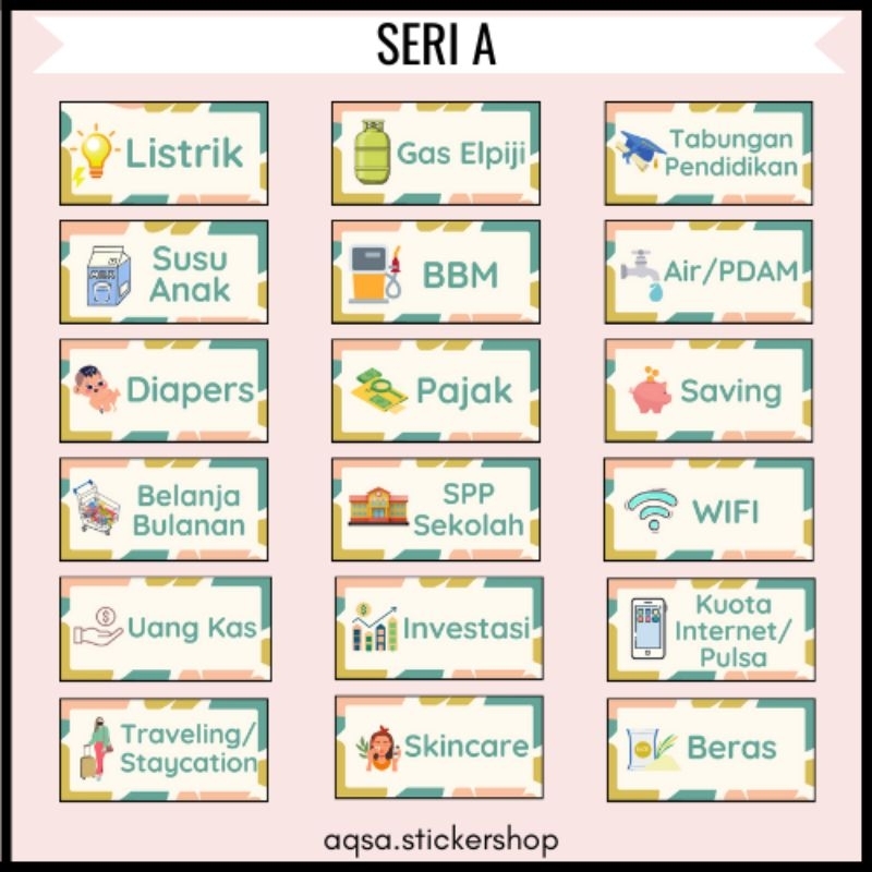 

stiker label budgeting custom