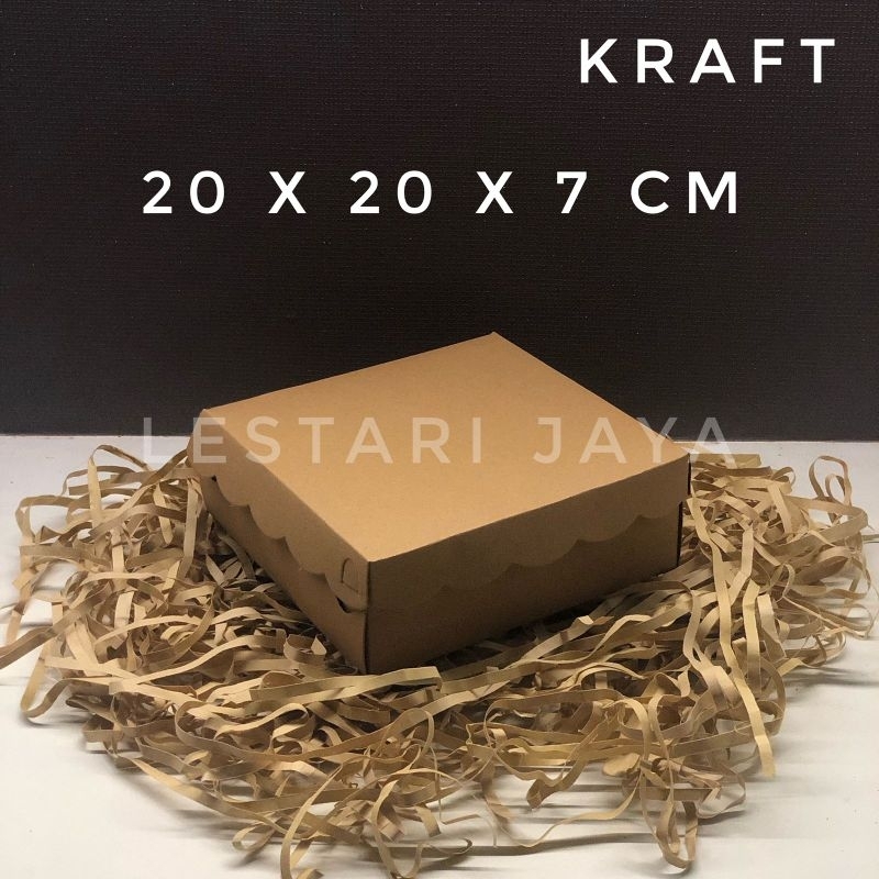 

Box Kraft RENDA Box Kue Dus Coklat Kotak Packing Nasi Kotak Kue Roti Snack 20x20x7 cm