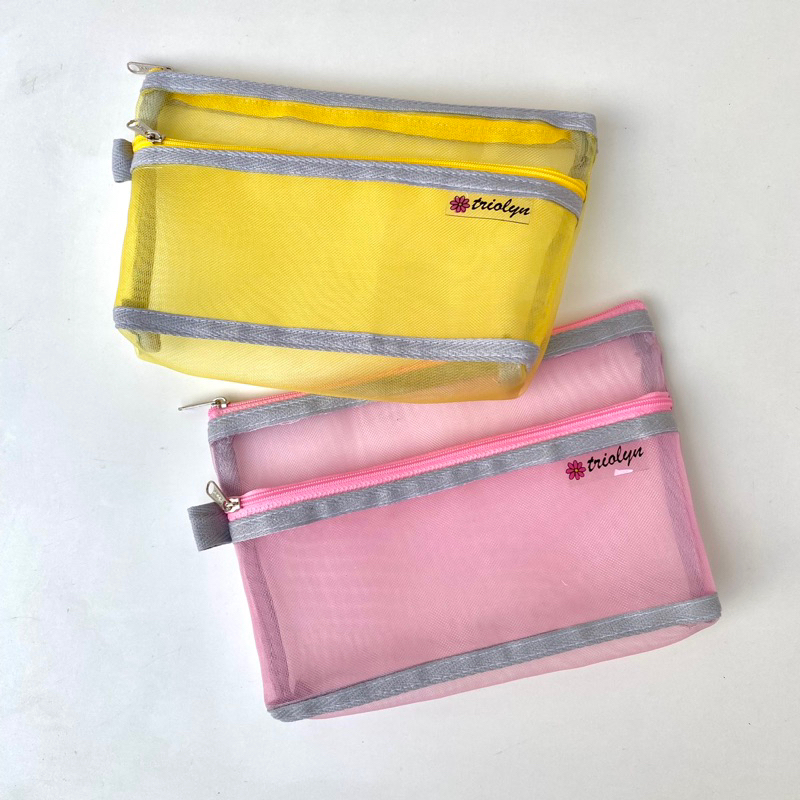 Tempat Kosmetik Dompet Jaring Transparan Cosmetic Case Pouch PVC Mesh