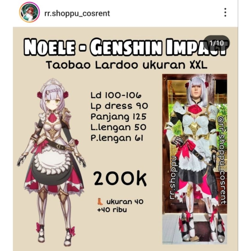 Rental kostum cosplay Noele