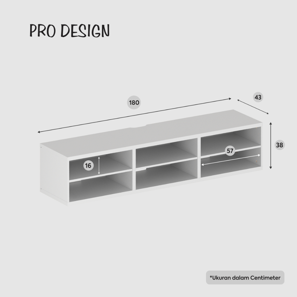 Pro Design Calculus Rak TV / Meja TV Gantung / Kabinet Dinding 3 Pintu