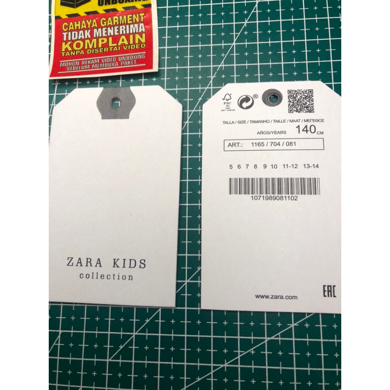 

ZARA KIDS TAG SUPER PREMIUM SUPER TEBAL 800gsm CO 1X DI KIRIM 600PCS